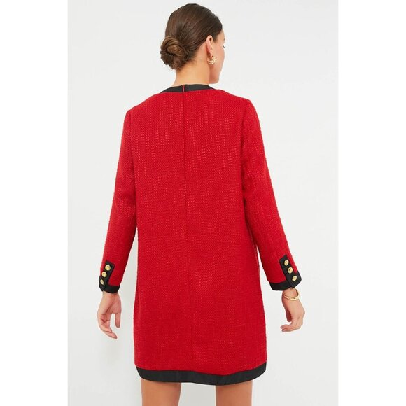 NWT Pomander Place Red Coco Tweed Bow Dress, Size Large - Picture 3 of 4